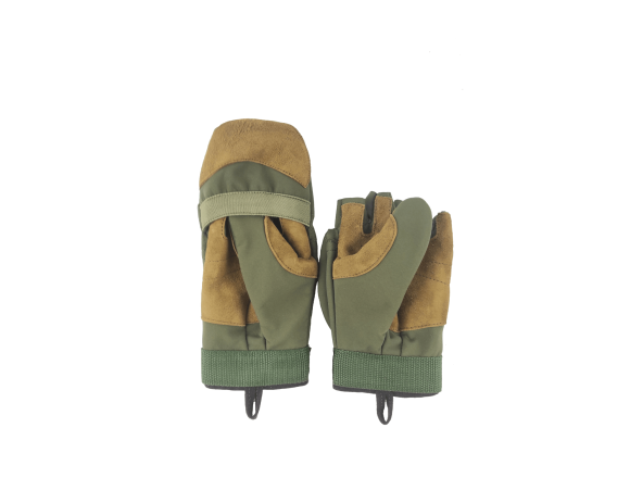 Перчатки-варежки WINTER SHOOTER Khaki Soft Shell хаки - XL 2