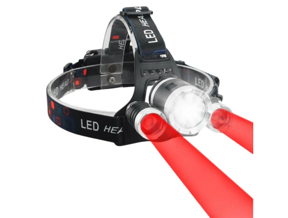 Ліхтар налобний Police 3000-T6+2XPE(Red), 2x18650, signal light, ЗУ Type-C, Box