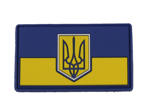 Шеврон ПВХ на липучці Прапор і Герб України, Жовто-блакитний, 7х4см