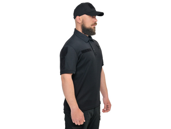 Тактическое поло CoolMax Black Velcro черное-WinTac - L 3