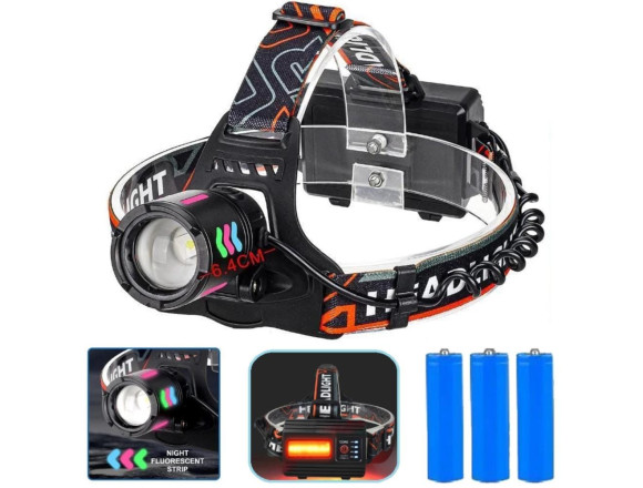 Ліхтар налобний NIGHT VISION FLUORESCENCE 8096 1 РЕЖИМ WHITE LASER LED PM10-TG+COB, 3x18650