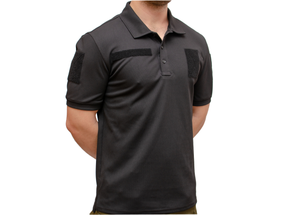 Тактичне поло CoolPass Black Velcro чорне - CamForma 1