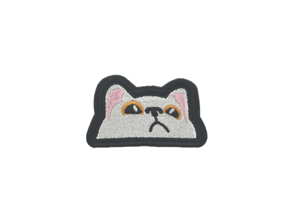 Нашивка Котик білий чорний, 6,5х6,5см, на липучці