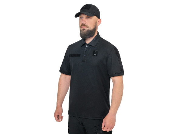 Тактическое поло CoolMax Black Velcro черное-WinTac - L 5