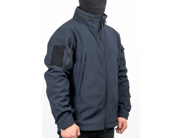 Демісезонна тактична куртка Soft Shell STALKER Dark Navy Blue темно-синя WinTac