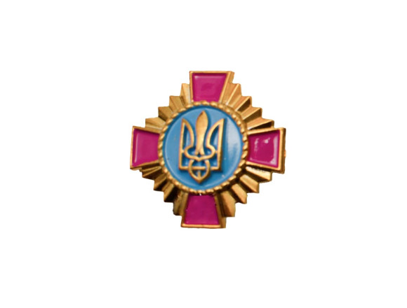 Крест на аксельбант малиновый